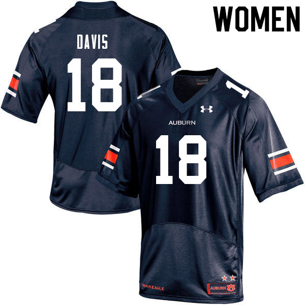 Women #18 Dematrius Davis Auburn Tigers College Football Jerseys Sale-Navy